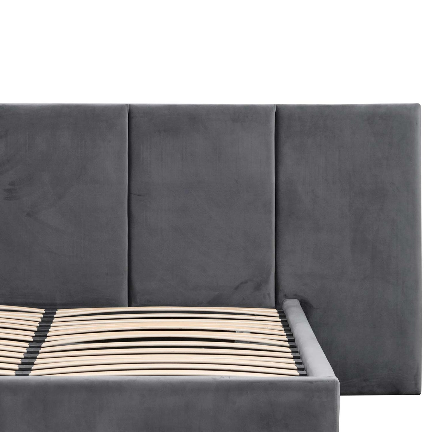 Amado King Bed Frame - Charcoal Velvet with Storage