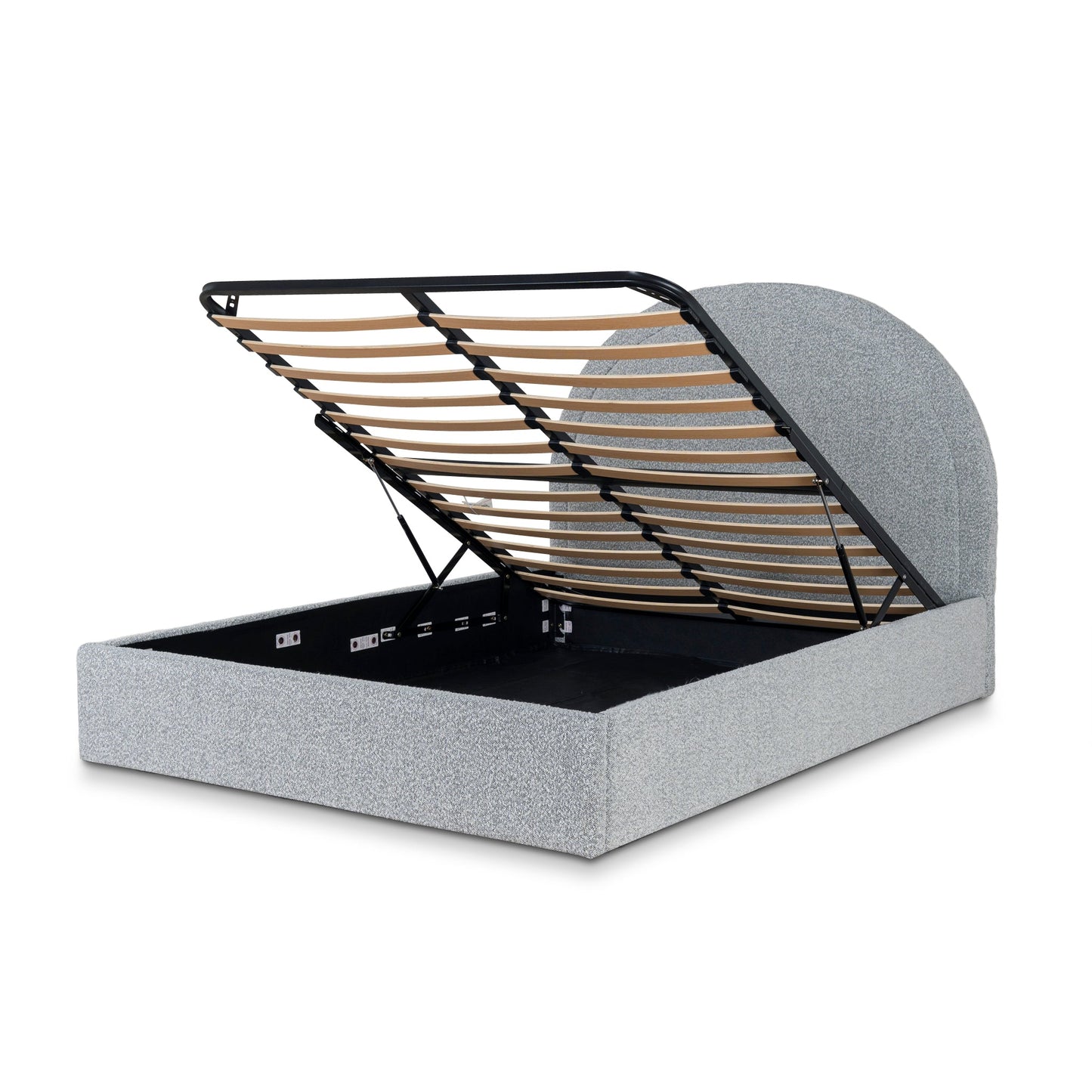 Antoni Queen Bed Frame - Cloudy Pepper Boucle with Storage