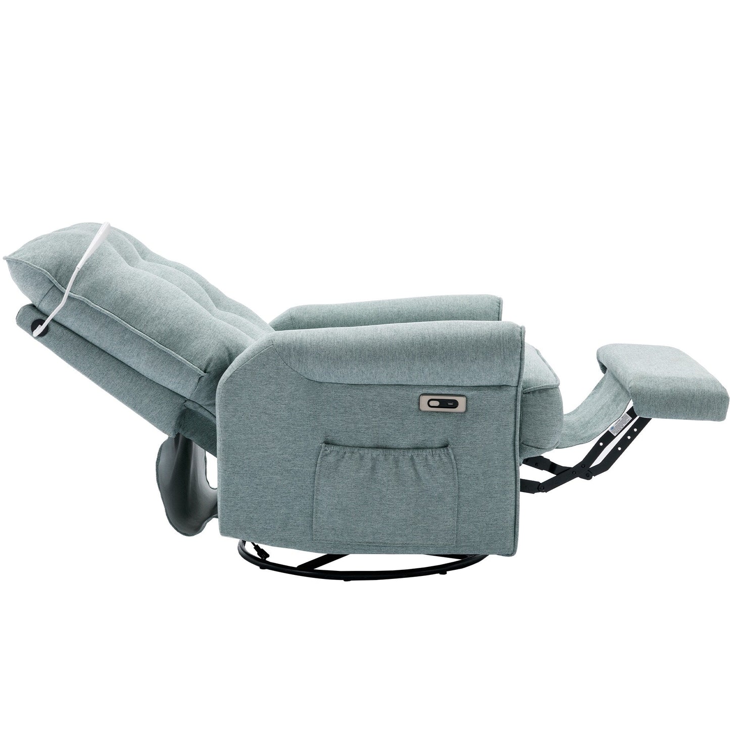 Beige 270° Swivel Recliner with USB Ports, Touch Lamp, Side Pocket Storage, and Rocking Base