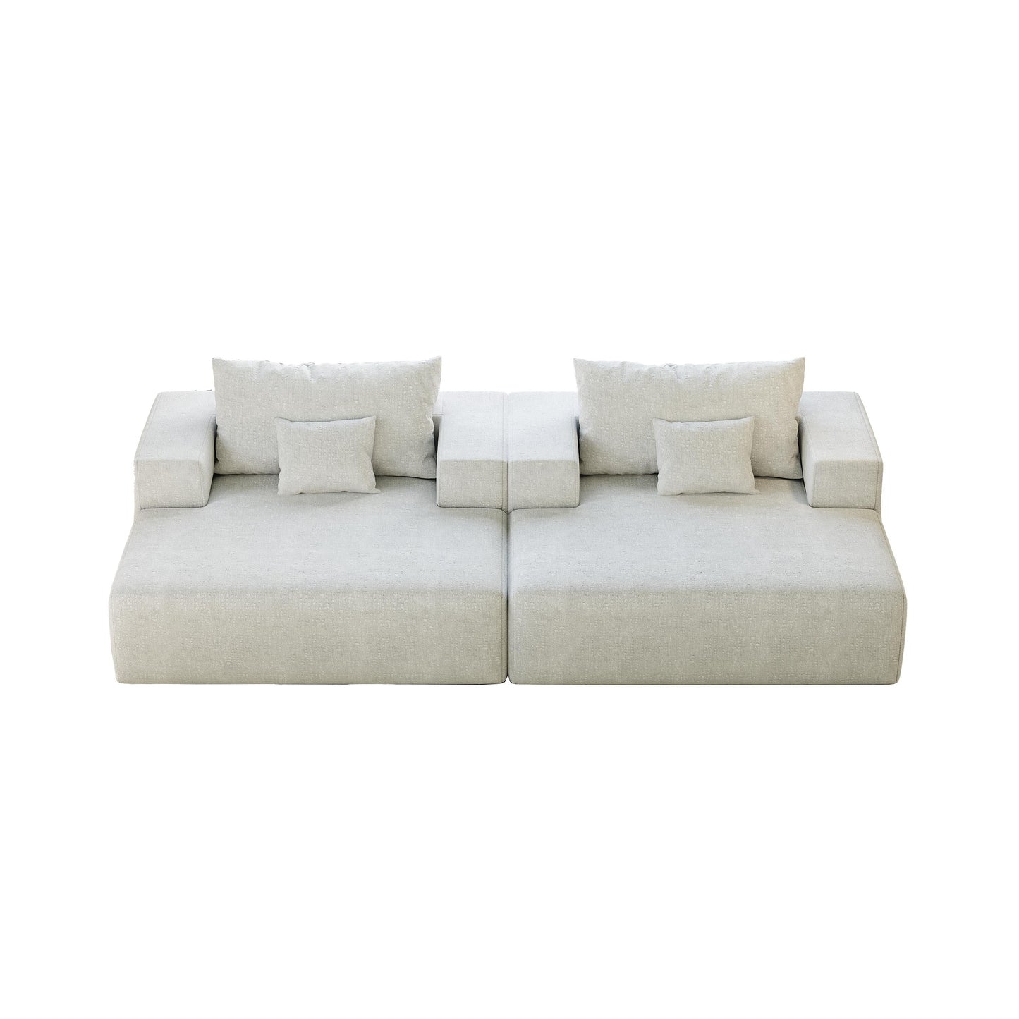 Beige Chenille Single Sleeper Chair Sofa with Backrest Pillow
