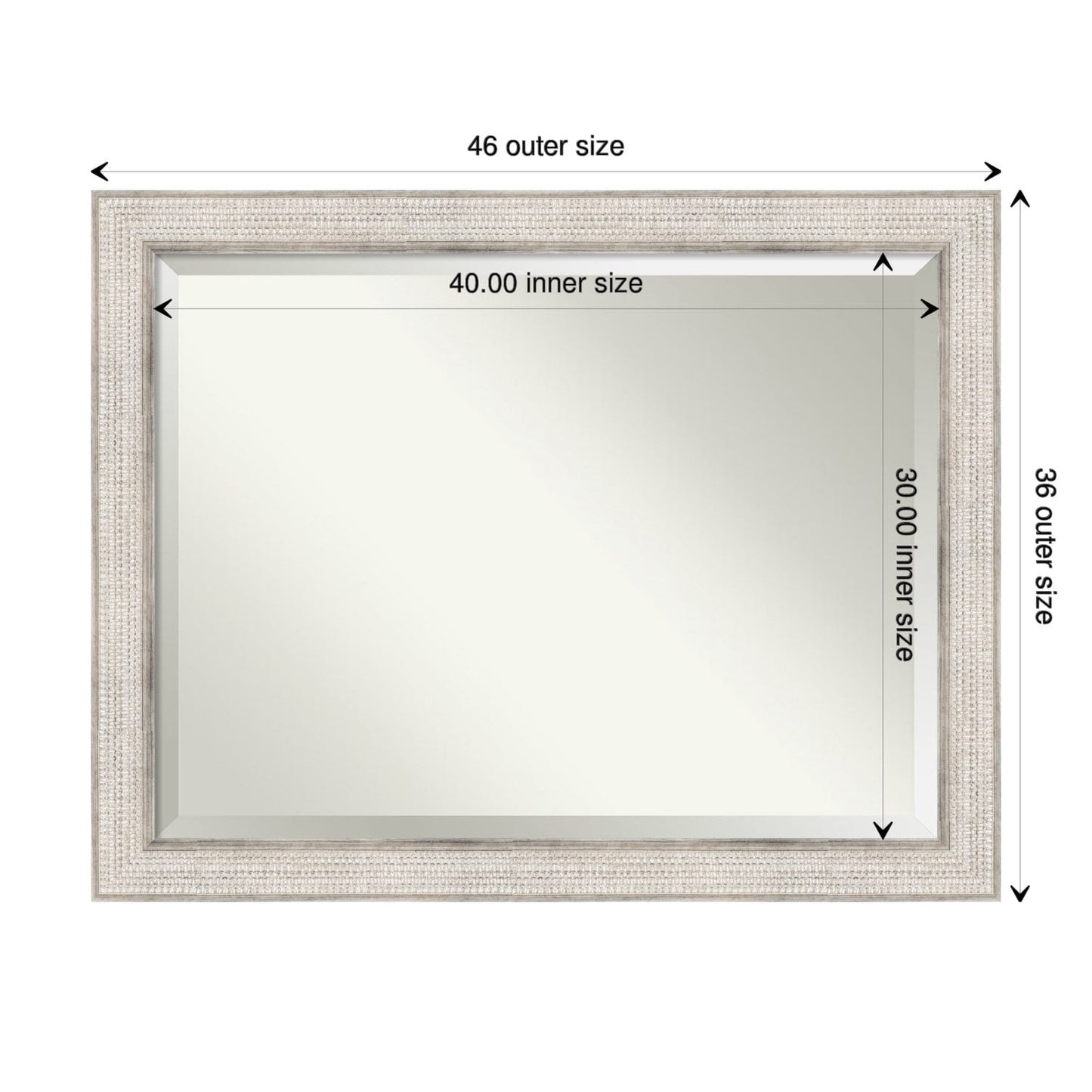 Beveled Wood Bathroom Wall Mirror - Trellis Silver Frame - Trellis Silver
