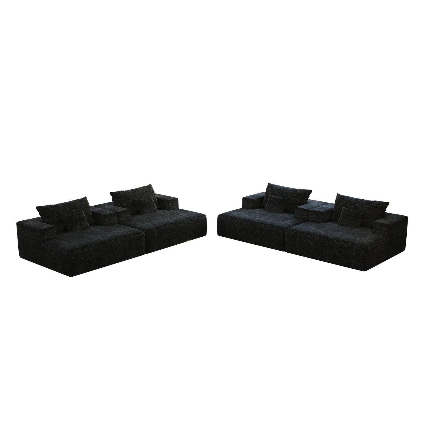 Black Chenille Single Sleeper Chair Sofa with Backrest Pillow