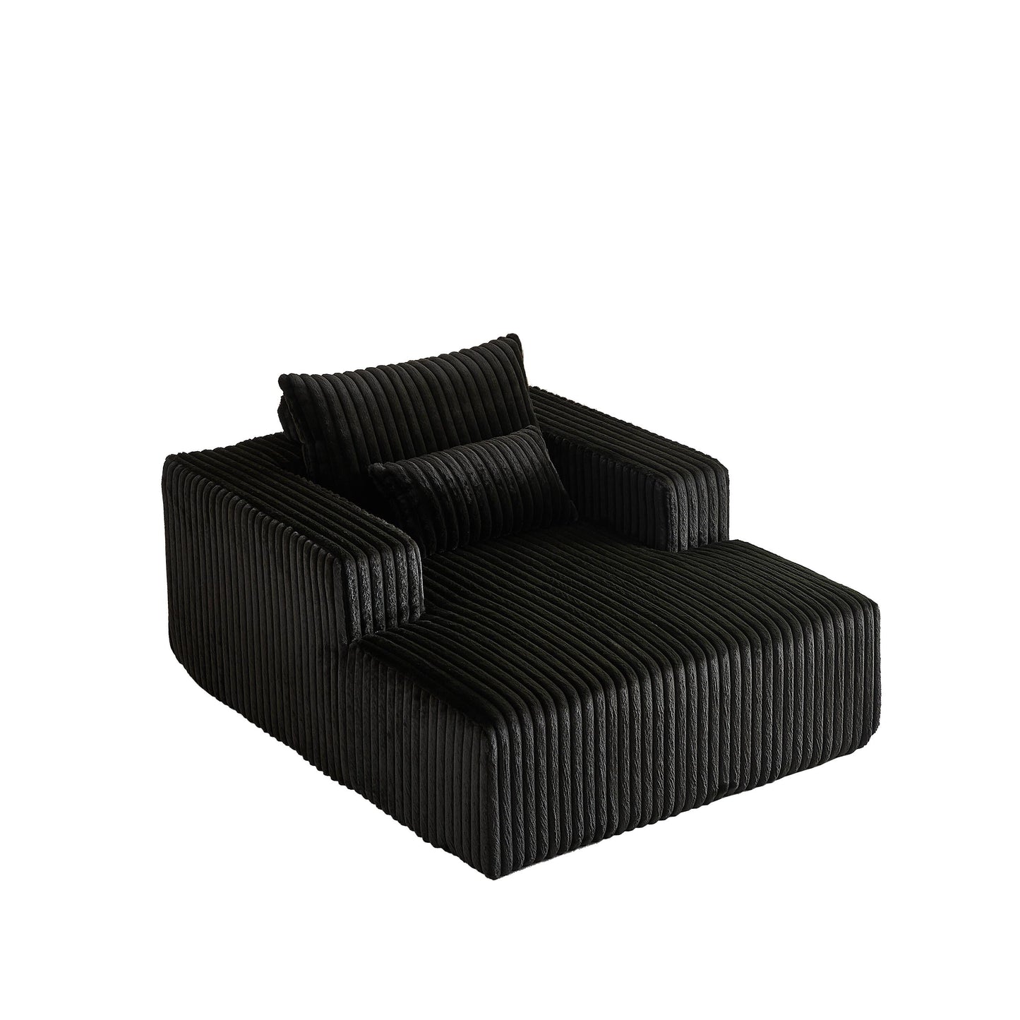 Black Modern 62.5 Corduroy Sponge Sofa Lounge Chair with 2 Pillows for Living Room