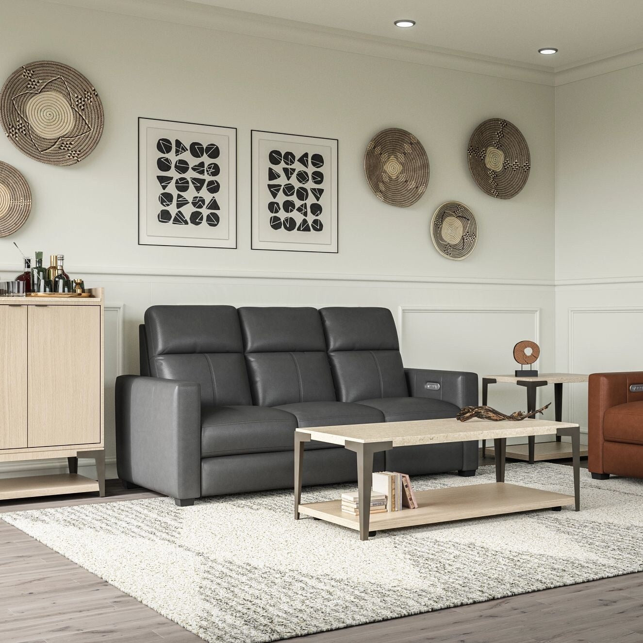 Broadway Leather Power Reclining Sofa with Power Headrests by Flexsteel
