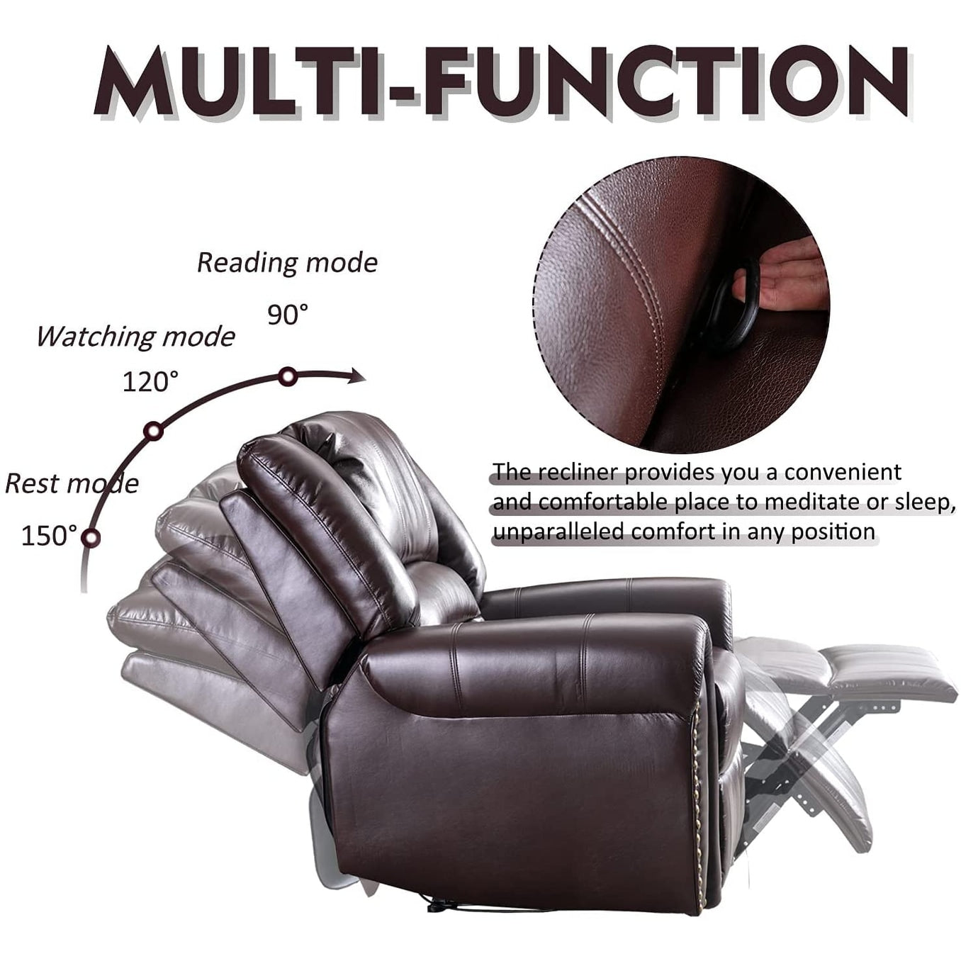 Classic and Traditional Manual Recliner Chair with Comfortable Arms and Back