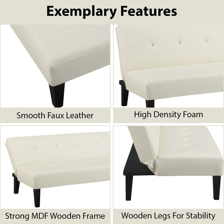 Ultimate Futon Sofa Collection: Futon Sofa with Armrest and Cupholders, Button Tufted Sofa with Wooden Legs