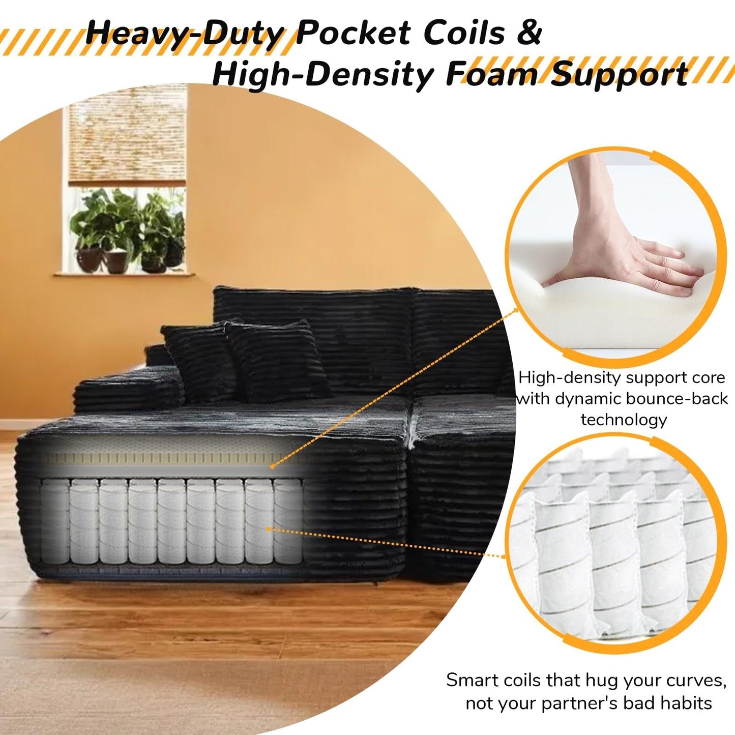 Chaise Lounge Chair, Couches for Living Room, Oversized Upholstered Sleeper Indoor, Cloud Sofa Bed Indoor Deep Seat