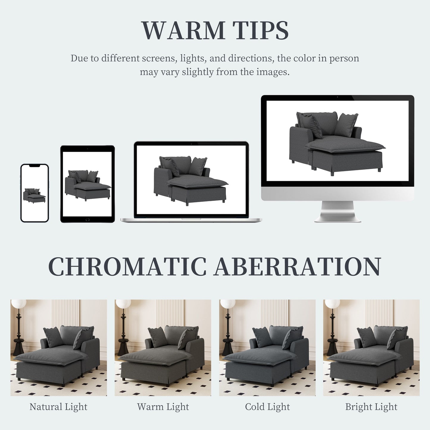 Chaise Lounge,Chenille Single Sofa Bed With Wide Seat,Upholstered Lazy Sleeper Armchair With Movable Ottoman,Reading Couch Set