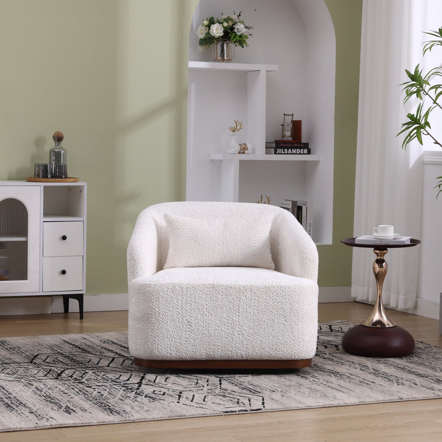 Chenille Swivel Barrel Chair with 360° Rotation, Comfortable Accent Sofa Chair for Living Room, Study Room, or Lounge