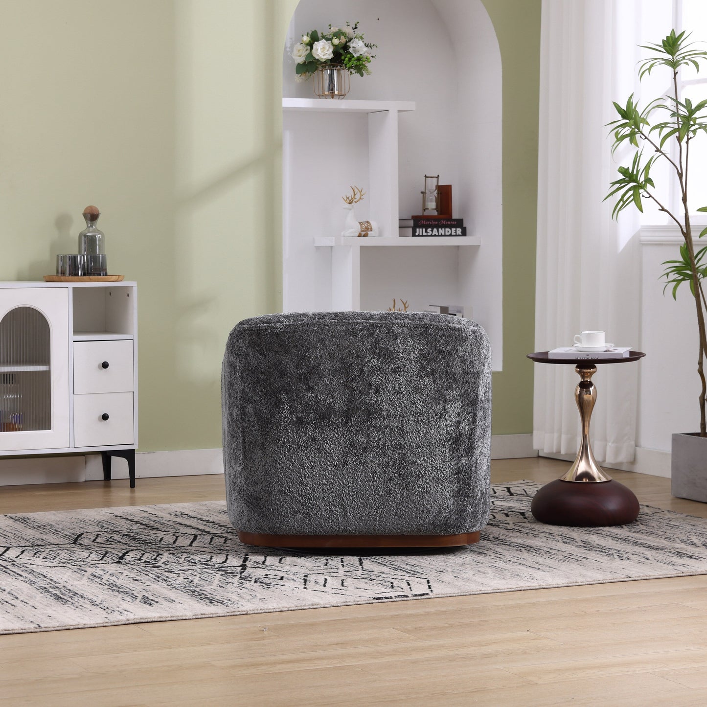 Chenille Swivel Barrel Chair with 360° Rotation, Comfortable Accent Sofa Chair for Living Room, Study Room, or Lounge