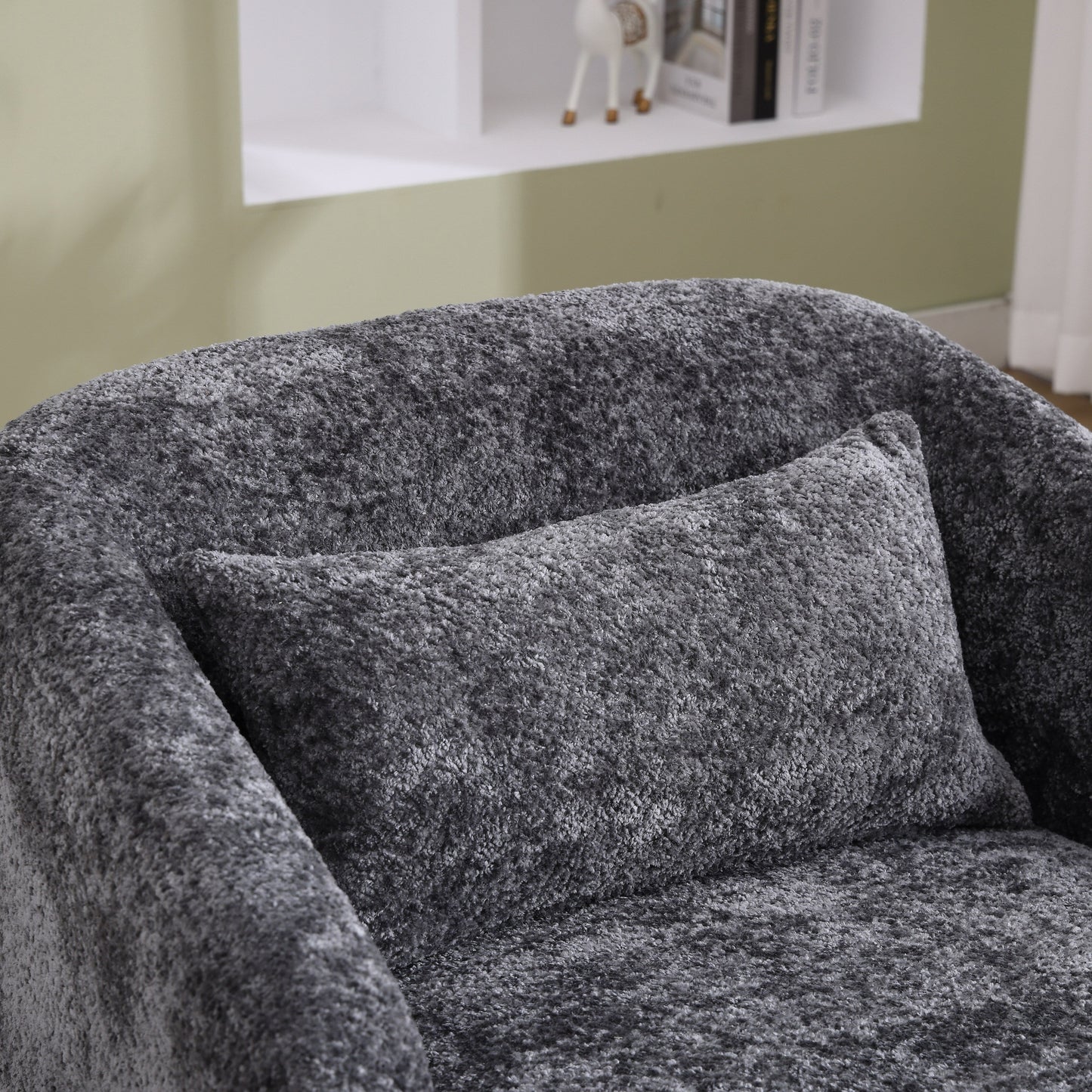 Chenille Swivel Barrel Chair with 360° Rotation, Comfortable Accent Sofa Chair for Living Room, Study Room, or Lounge