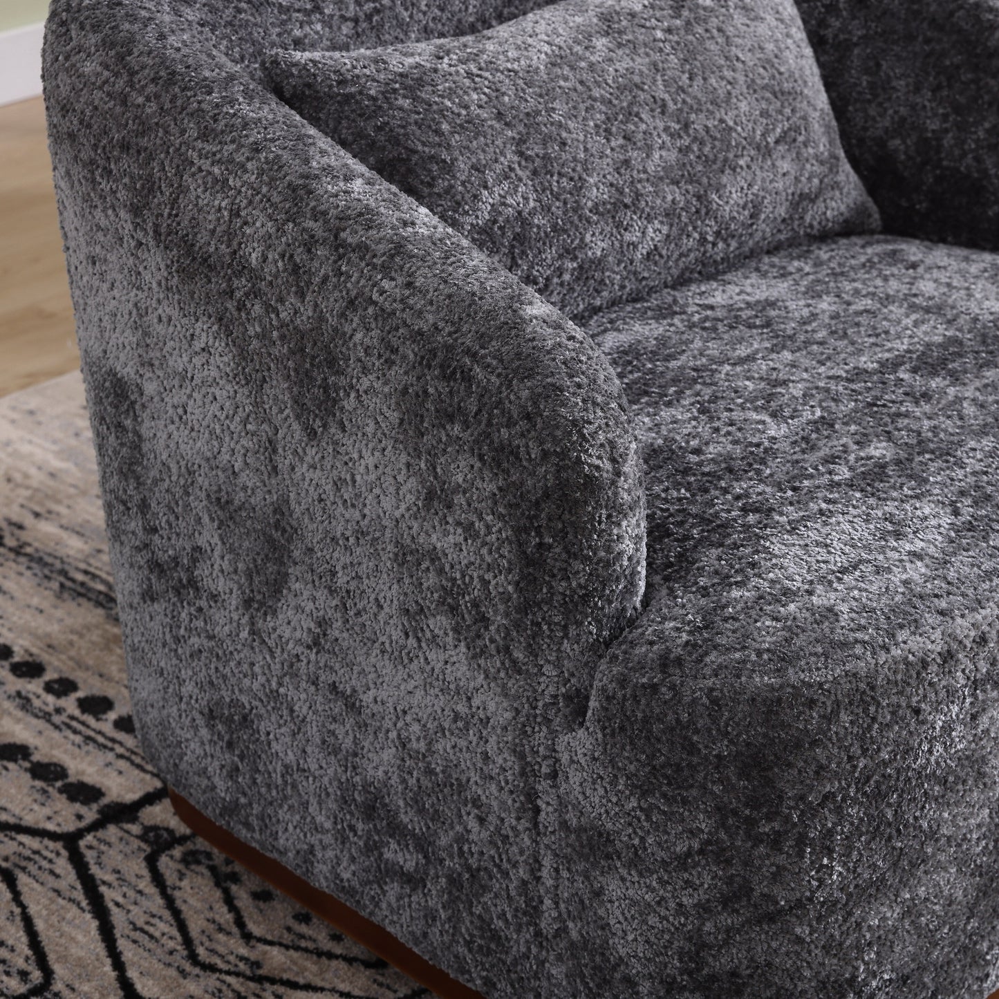 Chenille Swivel Barrel Chair with 360° Rotation, Comfortable Accent Sofa Chair for Living Room, Study Room, or Lounge