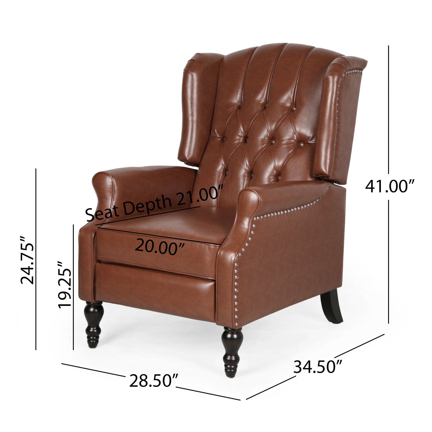 Walter Brown Bonded Leather Recliner Club Chair by Christopher Knight Home