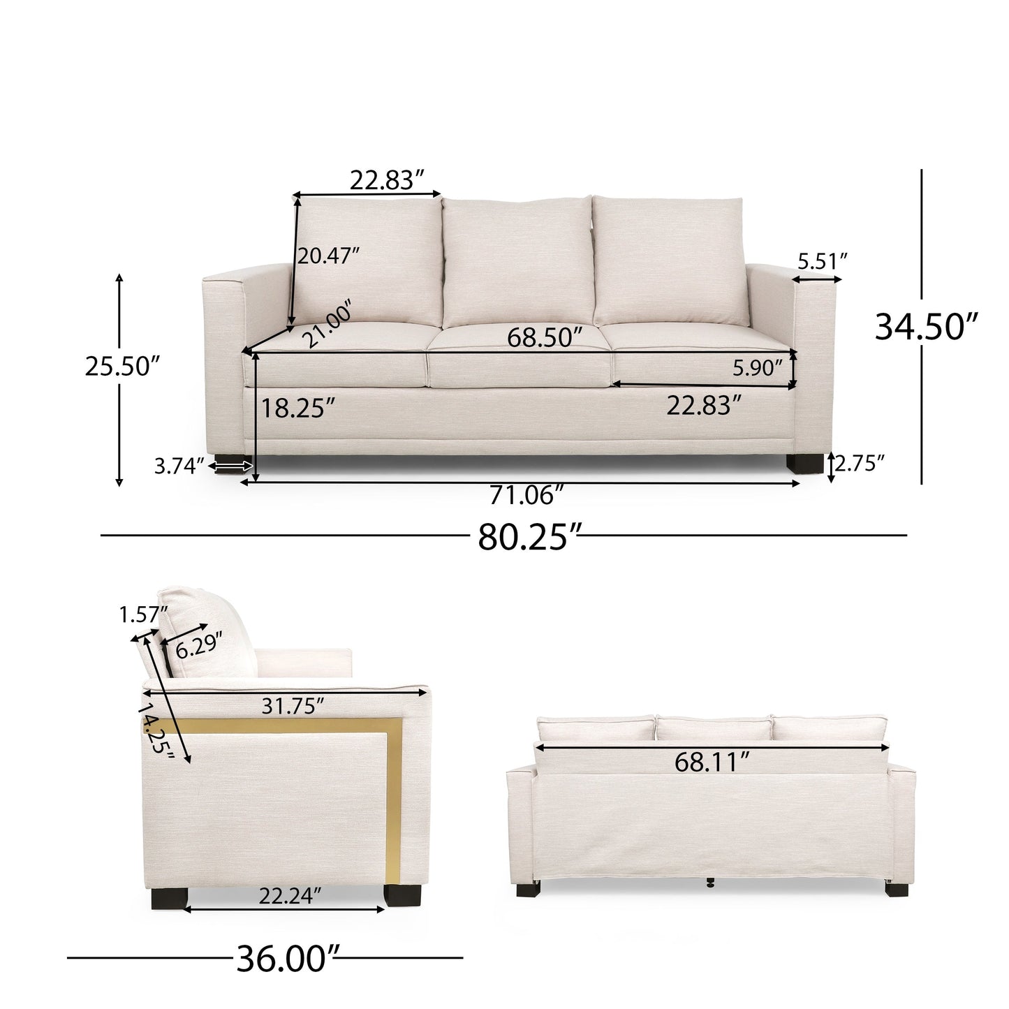 Clarkdale Indoor Upholstered 3 Seater Sofa by Christopher Knight Home