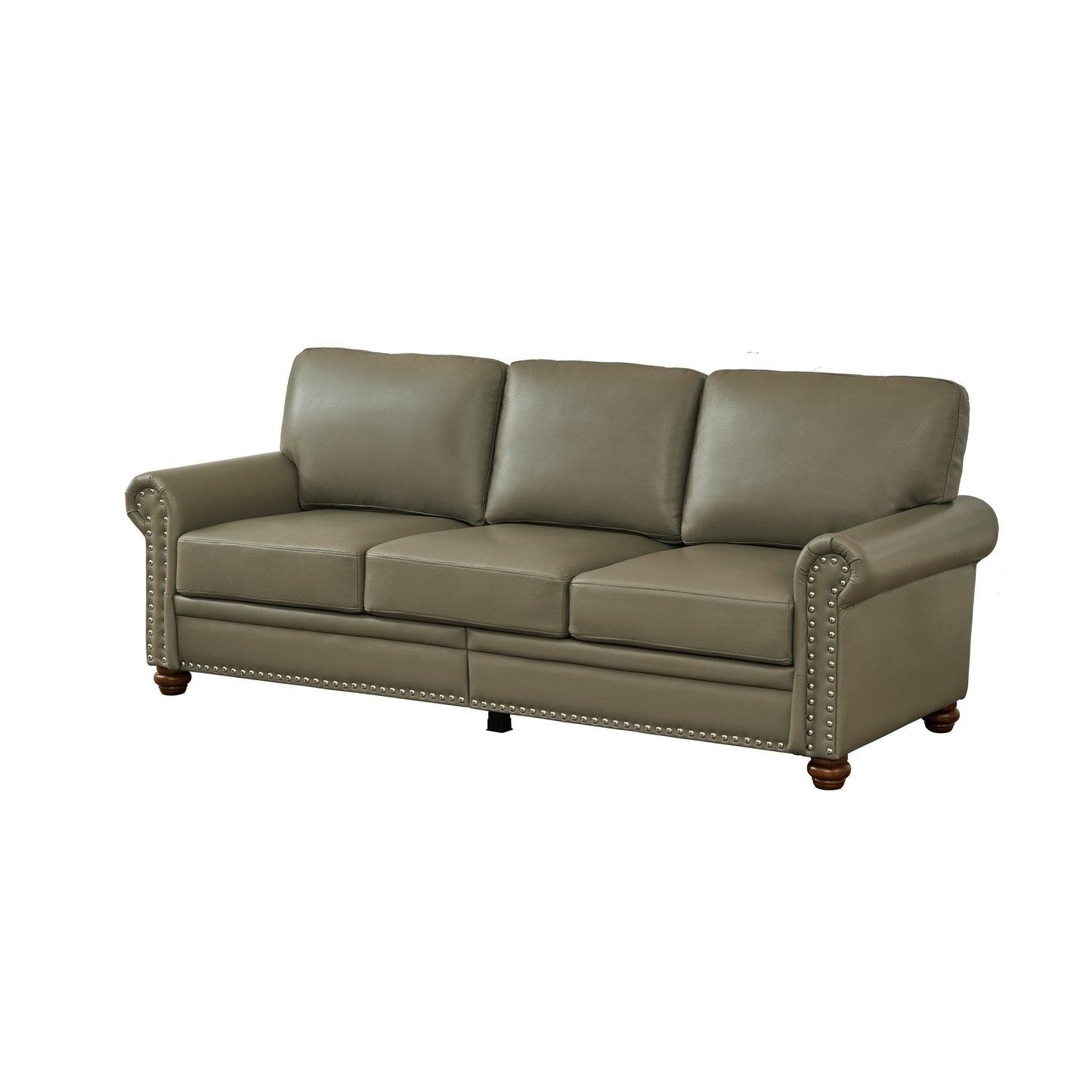 Classic 83 PU Leather Upholstered 3-Seater Sofa with Bottom Storage Box and Nailhead Decoration