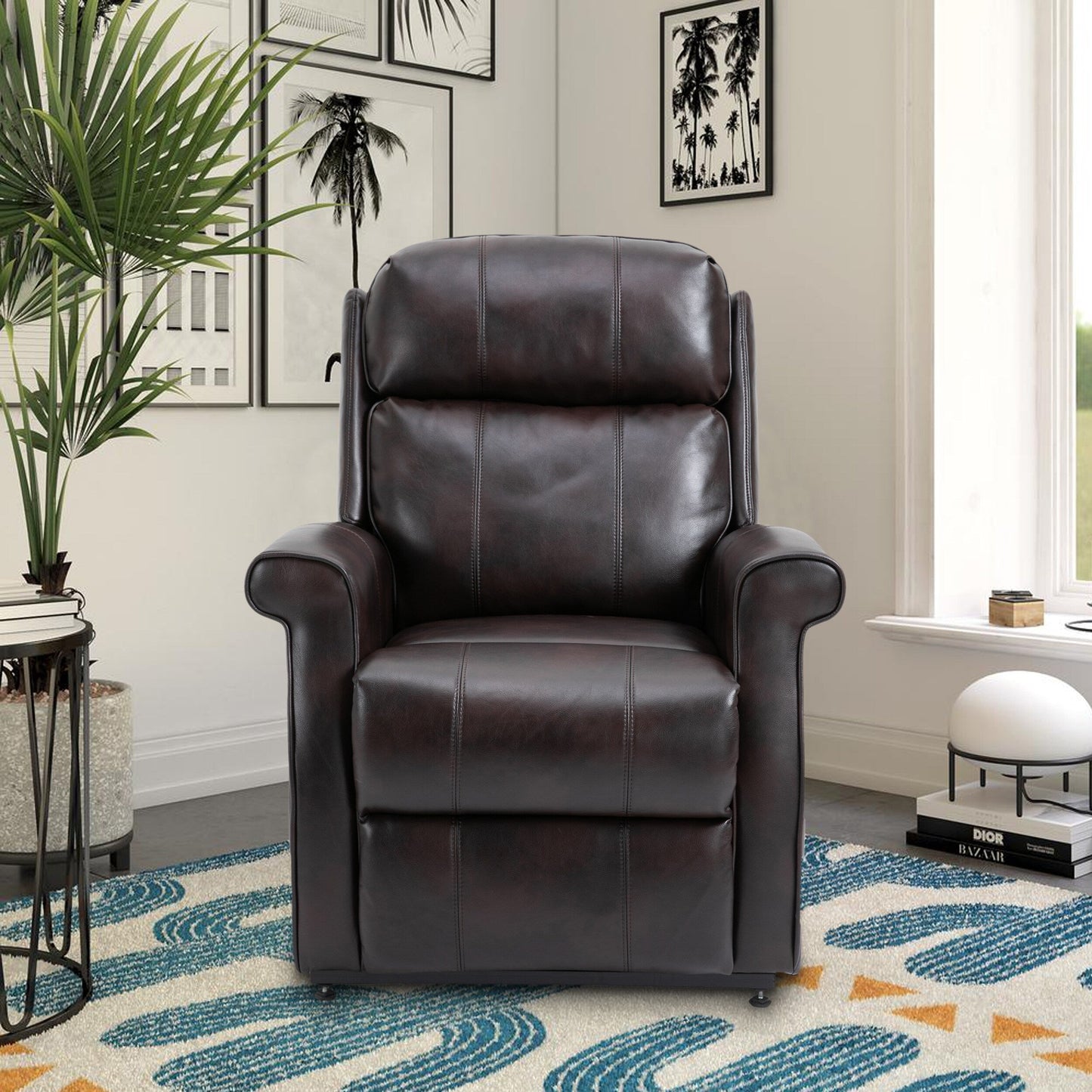 Clihome Faux Leather Elderly Power Lift Recliner Chair with Massage
