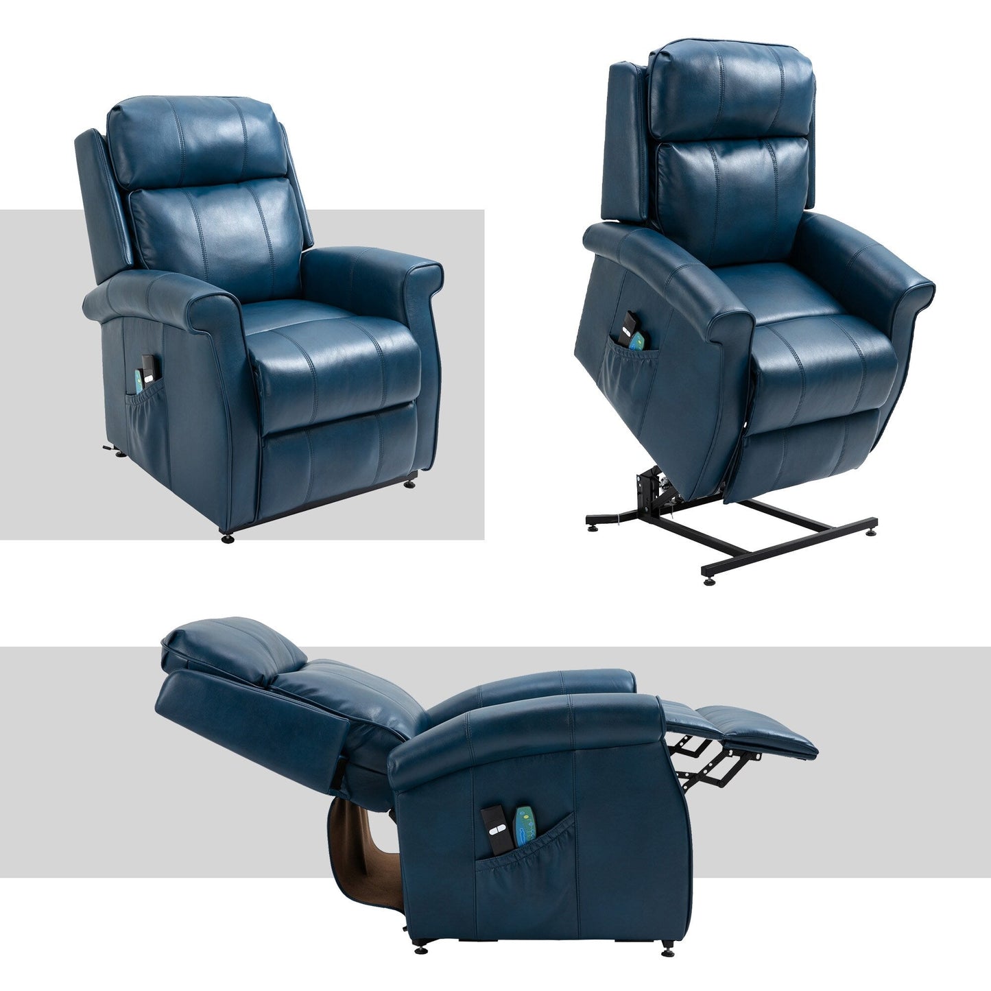 Clihome Faux Leather Elderly Power Lift Recliner Chair with Massage