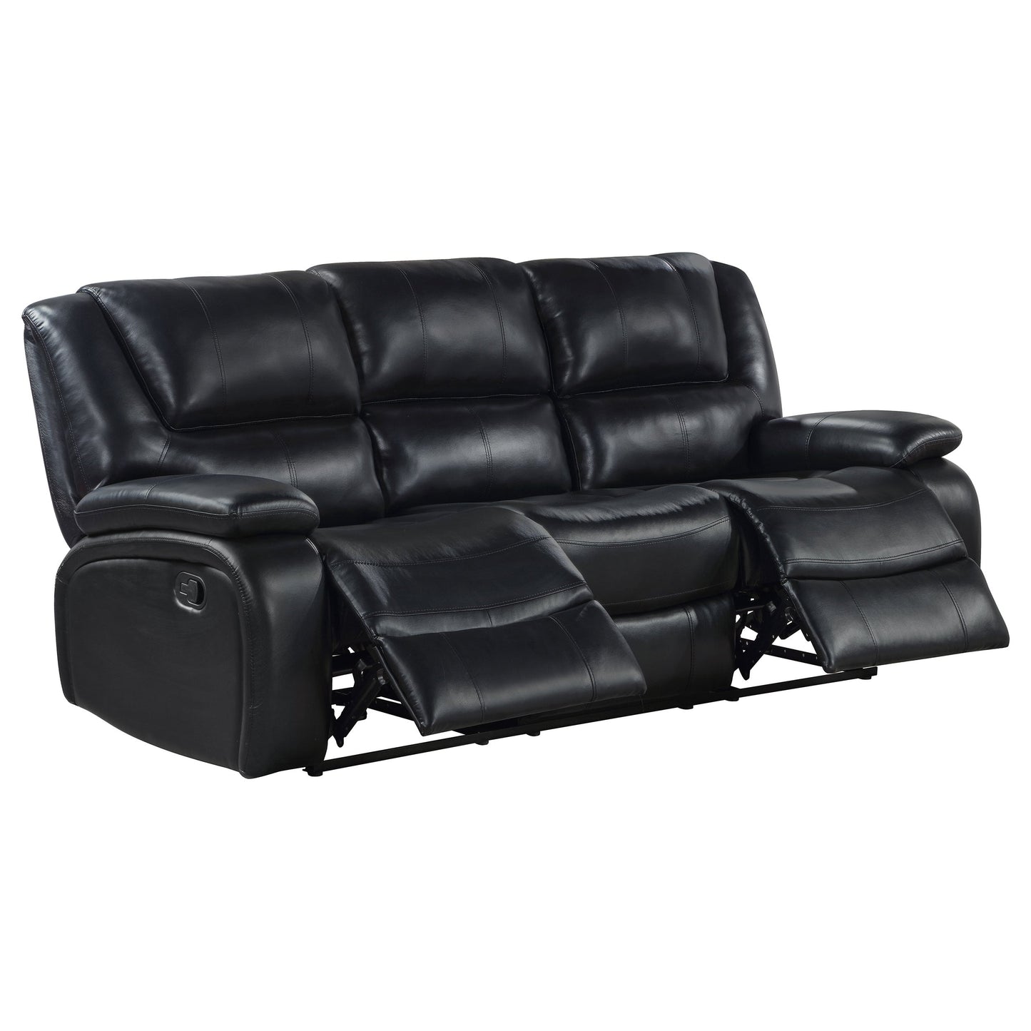 Camila Transitional Leatherette Upholstered Motion Reclining Sofa