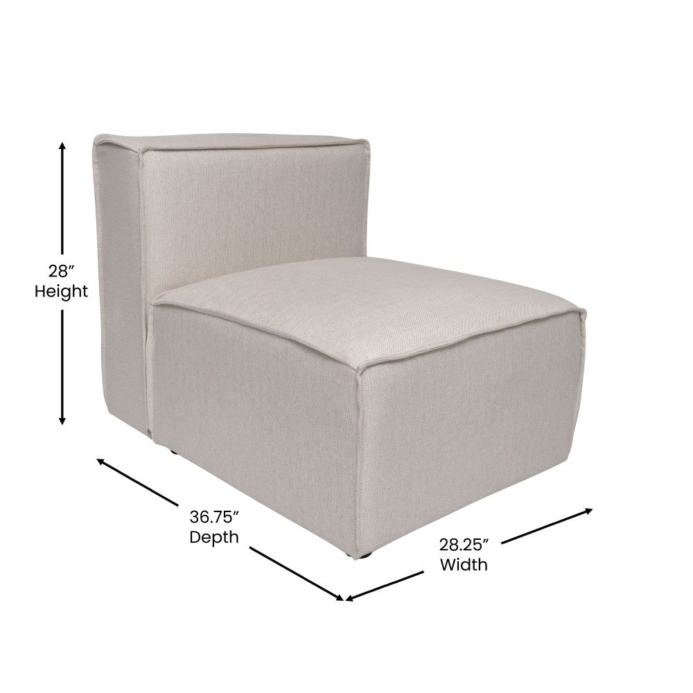 Contemporary Modular Sectional Sofa Armless Middle Chair - 36.75D x 28.25W x 28H