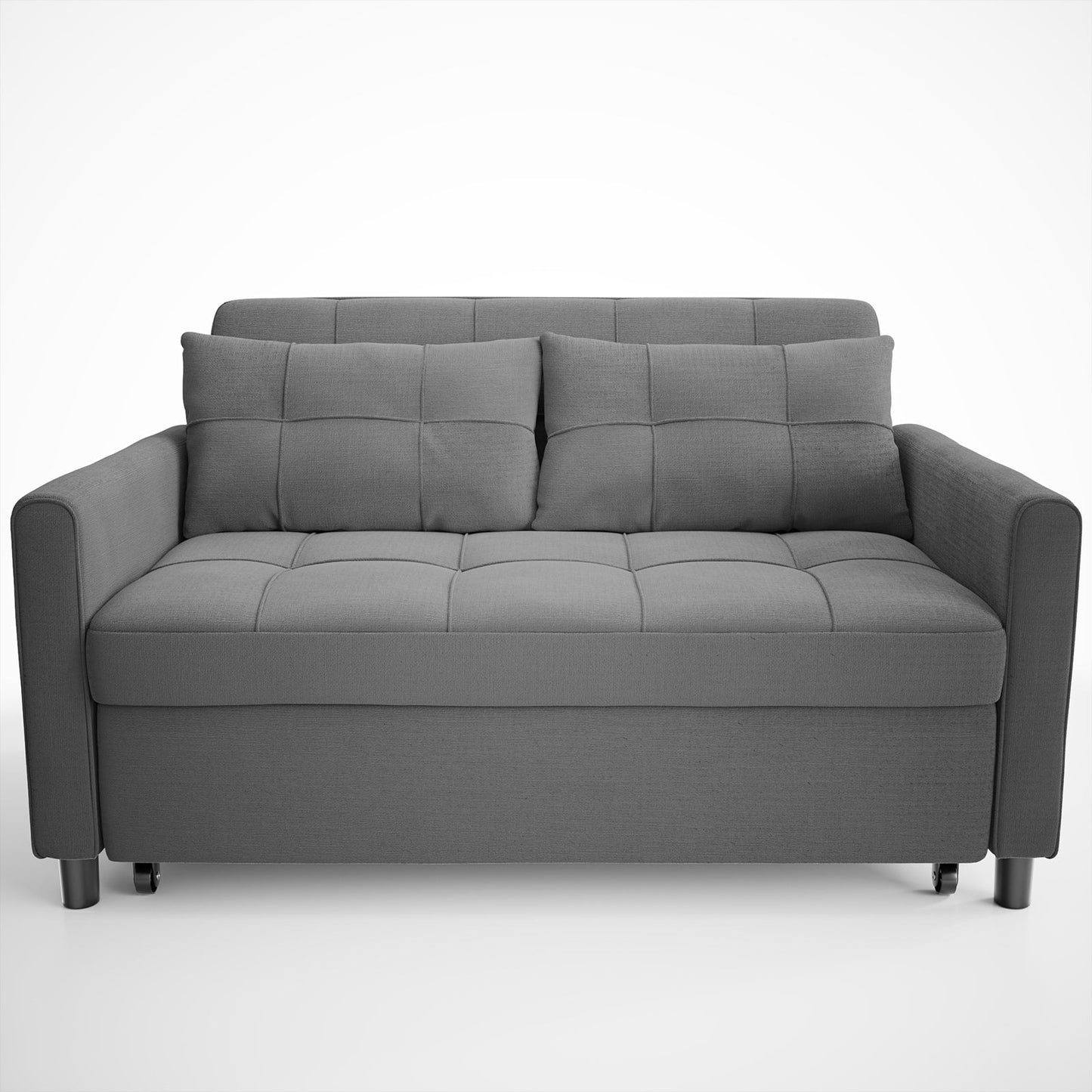 3-in-1 Convertible Sofa Bed Lounger Chaise Loveseat with Pull-up Bed, Velvet / cloth