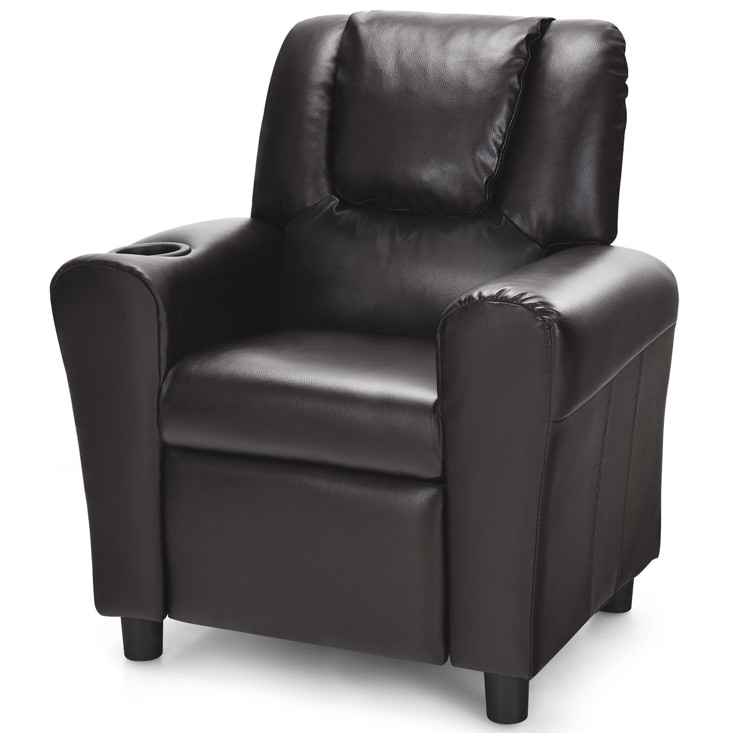 Costway Kids Recliner Chair PU Leather Armrest Sofa w/Footrest Cup