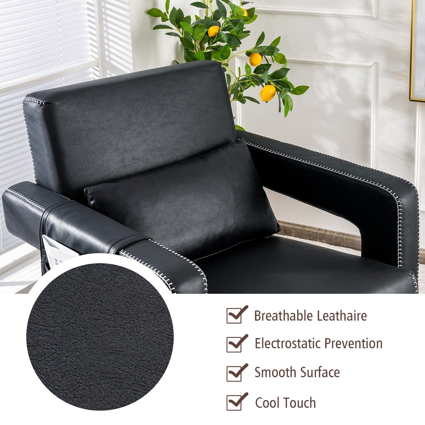 Costway Modern Berber Fleece Single Sofa Chair w/ Ottoman & Waist - 31'' x 31'' x 34.5''