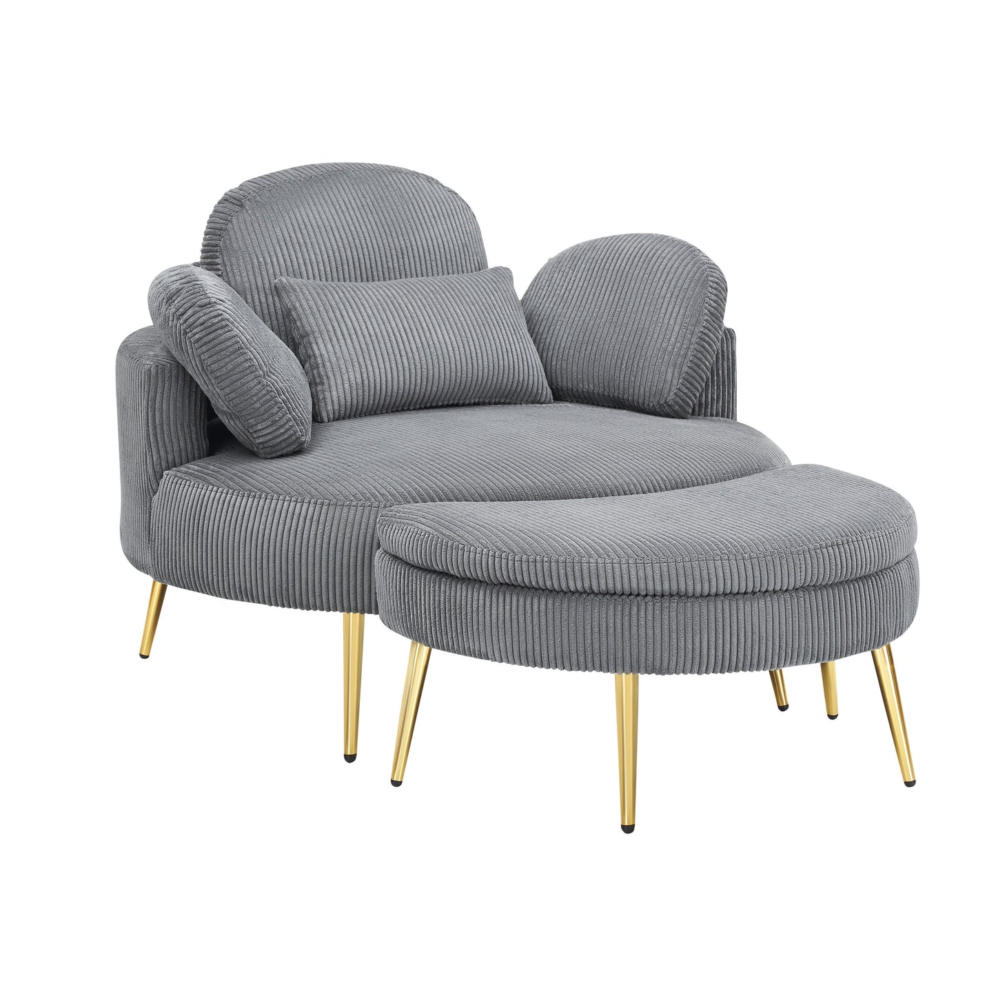 Cozy 43 Single Sofa Chair with 3 Pillows - Comfortable Corduroy Fabric for Meeting Room and Home Use