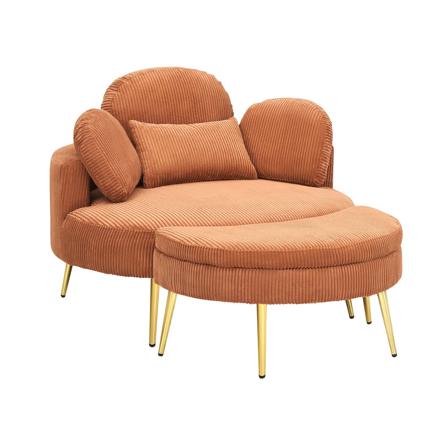 Cozy 43 Single Sofa Chair with 3 Pillows - Comfortable Corduroy Fabric for Meeting Room and Home Use
