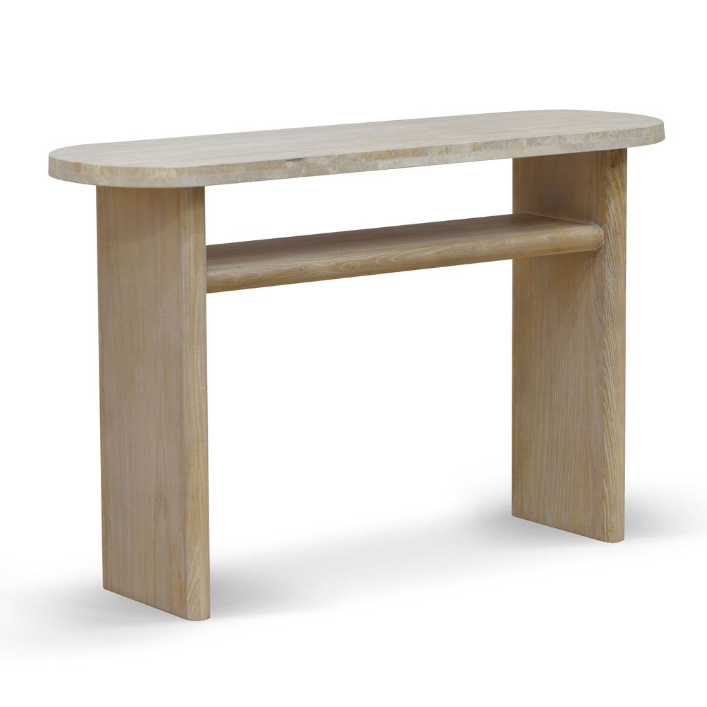 Agosti Travertine Marble 1.22m Console Table - White Wash