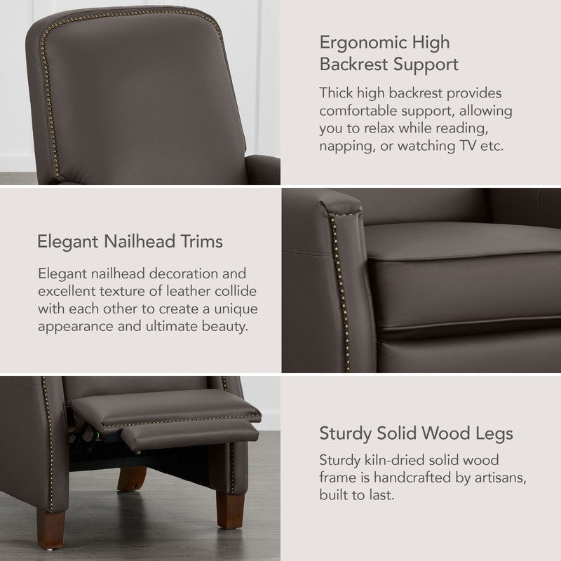 Elias Push Back Recliner for Adults Faux Leather Chair for Living Room