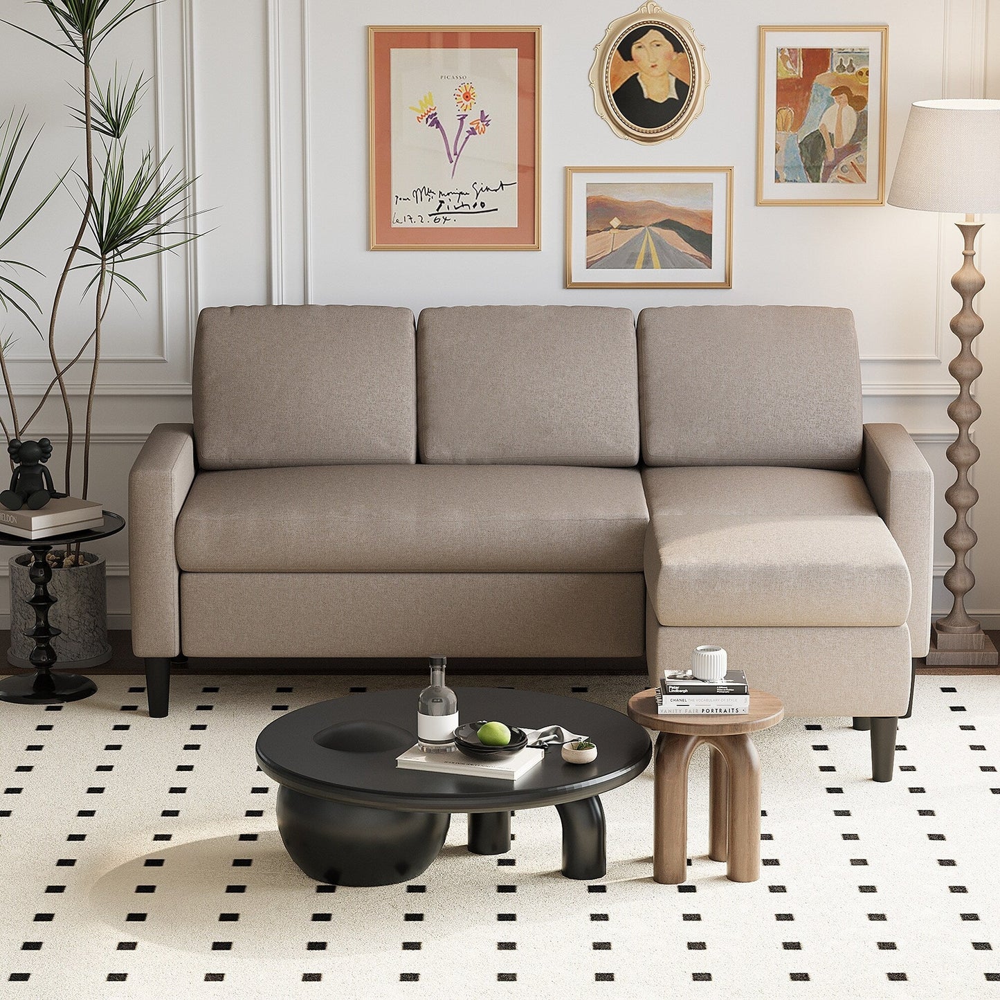 Futzca 74 Convertible Sectional Sofa Couch, Small L-Shaped Sofa