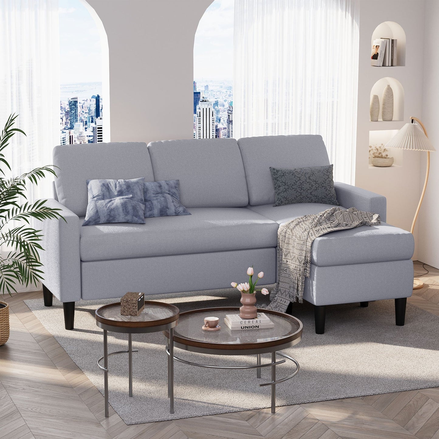 Futzca 74 Convertible Sectional Sofa Couch, Small L-Shaped Sofa