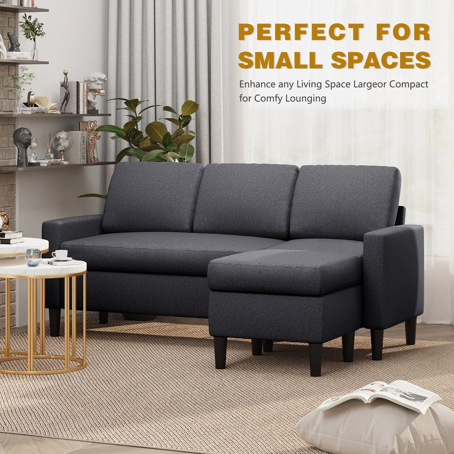 Futzca 74 Convertible Sectional Sofa Couch, Small L-Shaped Sofa