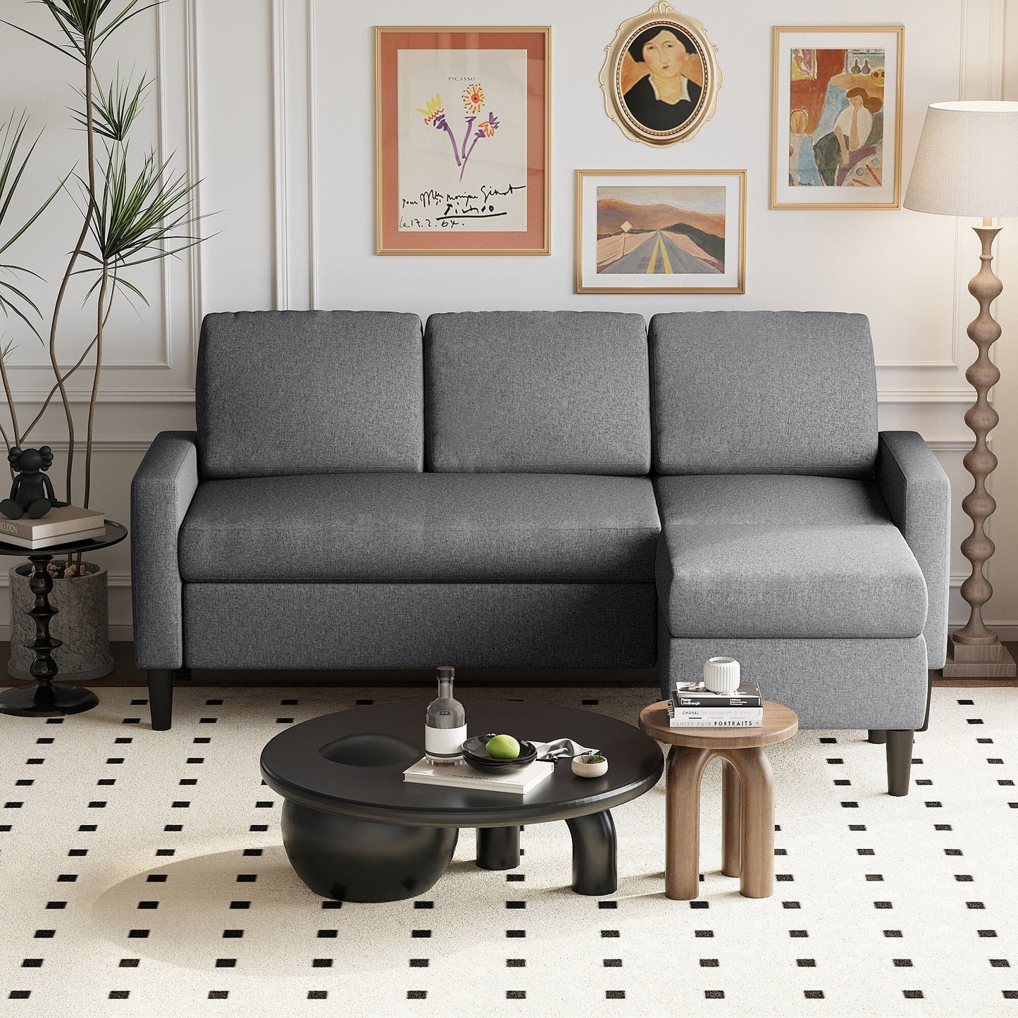 Futzca 74 Convertible Sectional Sofa Couch, Small L-Shaped Sofa