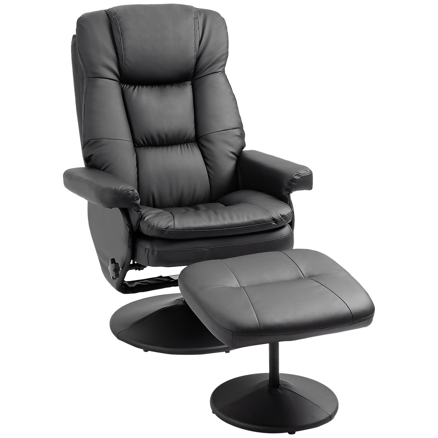 HOMCOM Recliner and Ottoman with Wrapped Base, Swivel PU Leather Reclining Chair with Footrest for Living Room