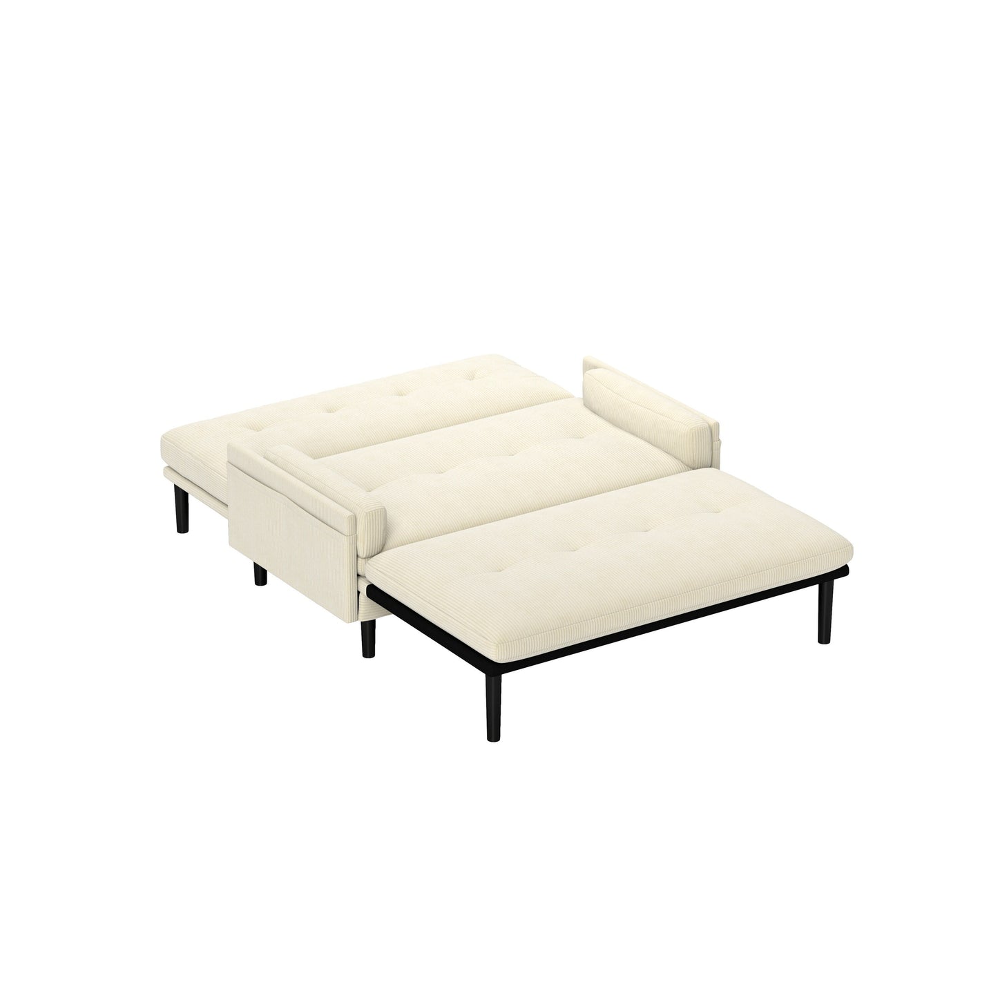 Ivory 55.11 Multi-Functional Adjustable Corduroy Loveseat Sofa, Convertible Lounge Chair and Guest Bed