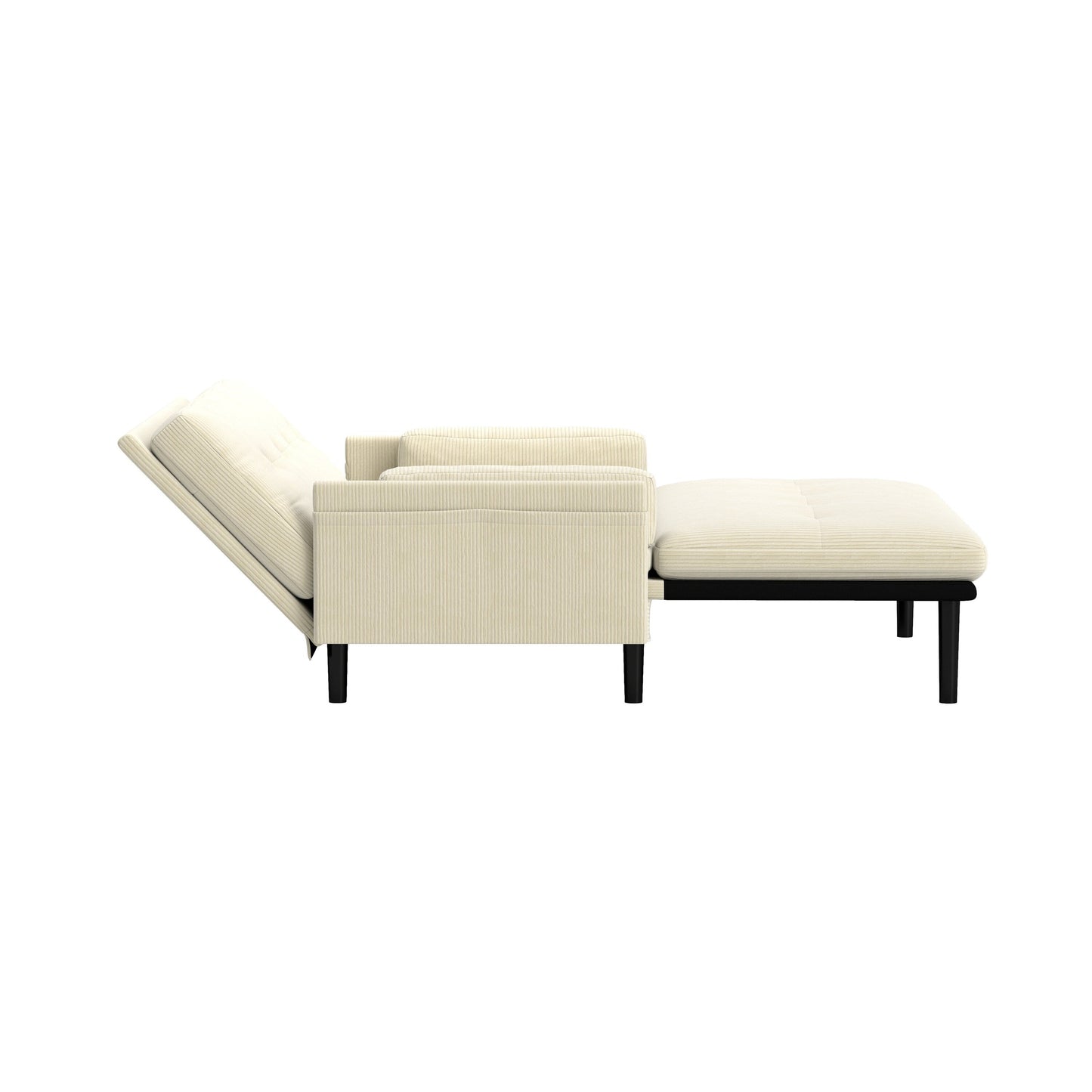 Ivory 55.11 Multi-Functional Adjustable Corduroy Loveseat Sofa, Convertible Lounge Chair and Guest Bed
