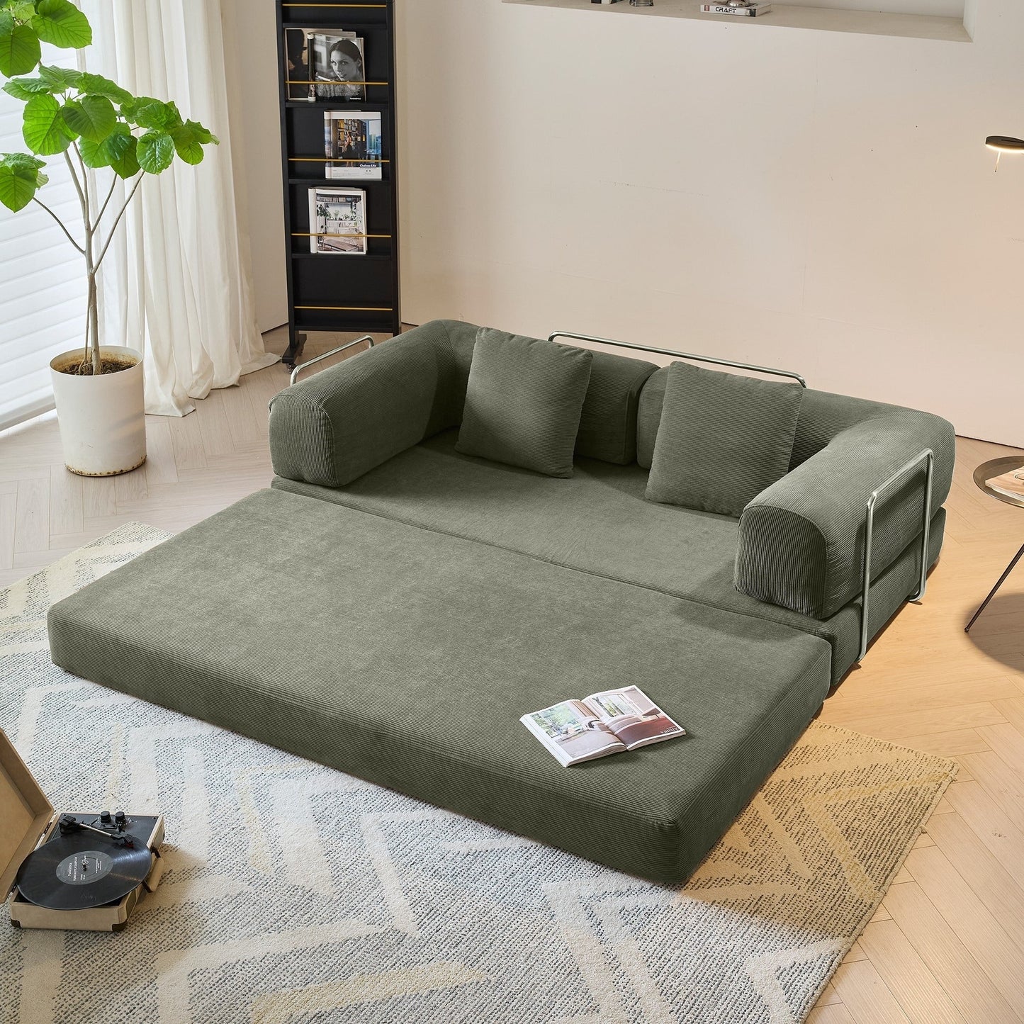 JASIWAY Modern Vintage Convertible Sleeper Sofa Bed