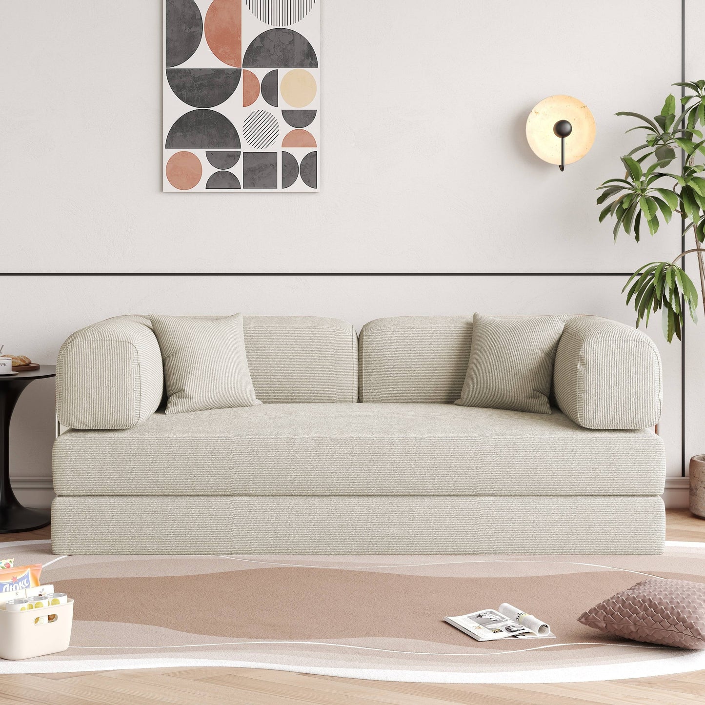 JASIWAY Modern Vintage Convertible Sleeper Sofa Bed
