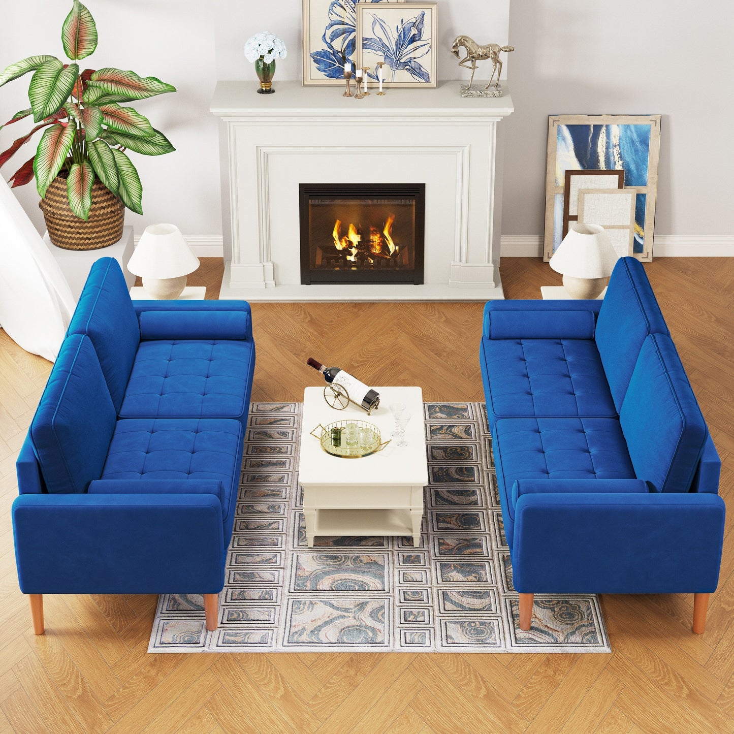 3--Seater Sofa Couch with Solid Wood Legs - 29.90 x 67.70 x 33.07