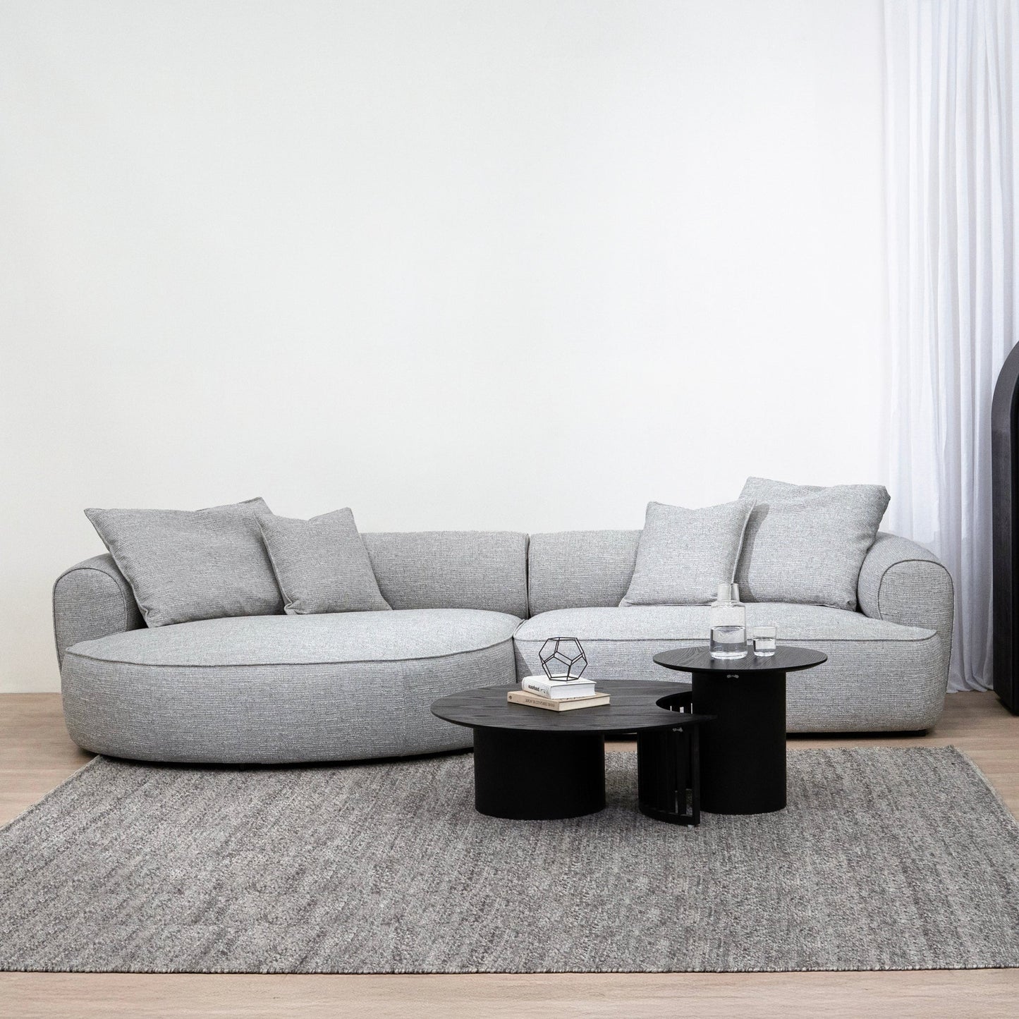 Carina Left Chaise Sofa - Chrome Grey