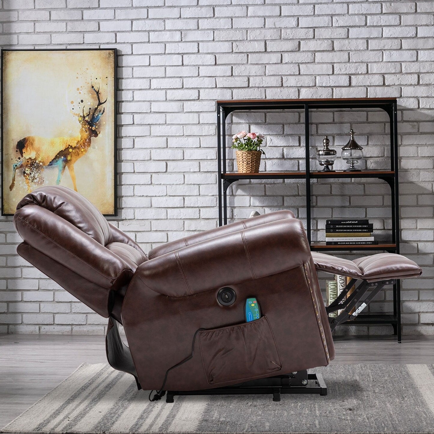 Breathable Rivet Power Lift Recliner Chair with Massage,Heat and USB Port
