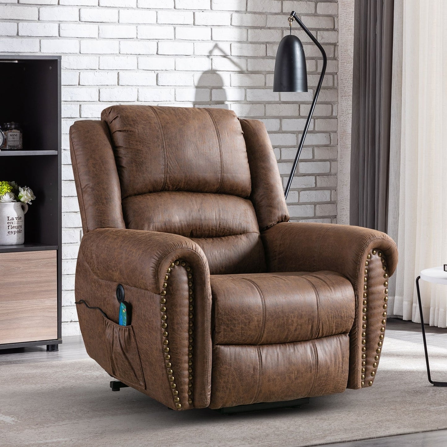 Breathable Rivet Power Lift Recliner Chair with Massage,Heat and USB Port