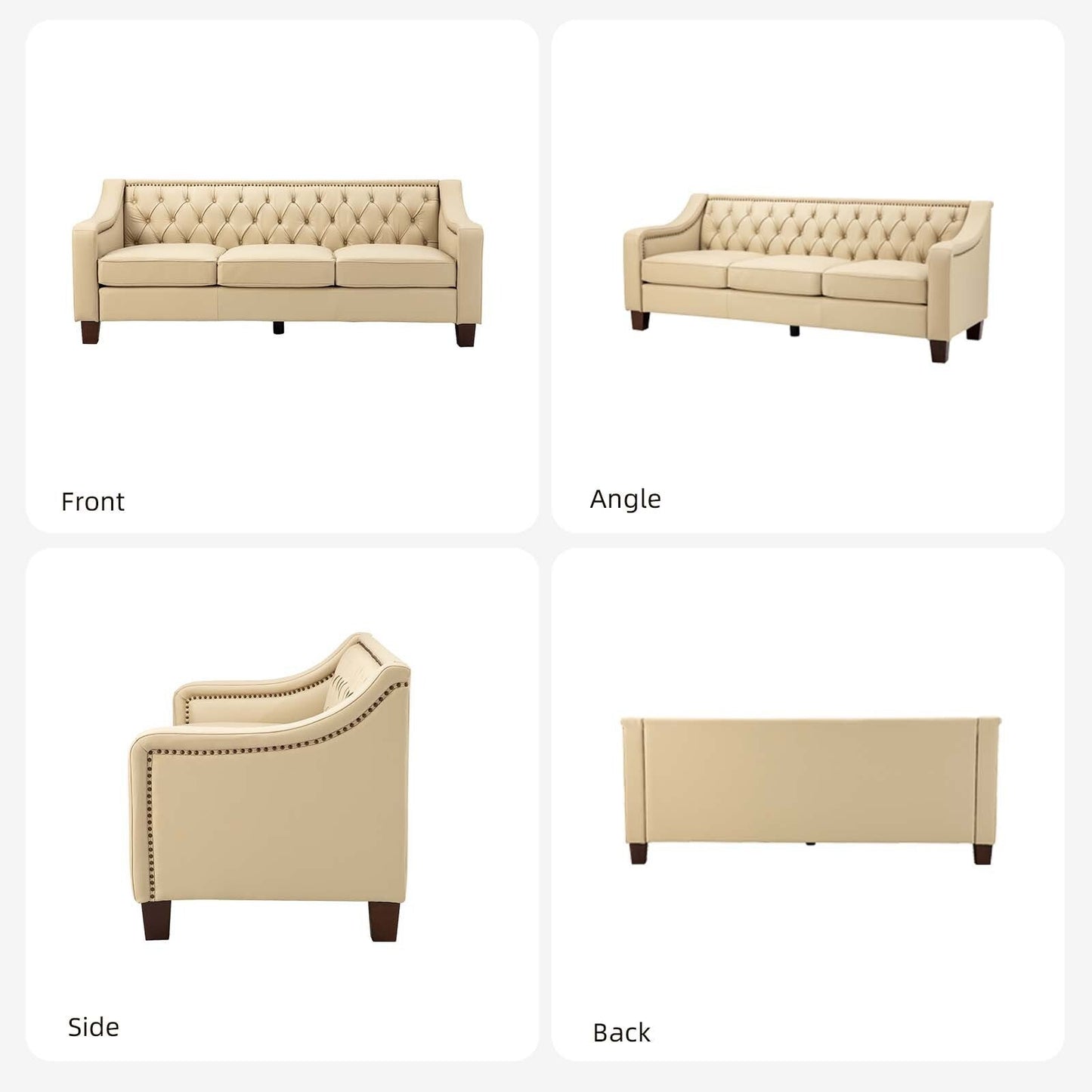 Mateo 82.28 Wide Transitional Genuine Leather Sofa with Nailhead Trim and Button-Tufted Back