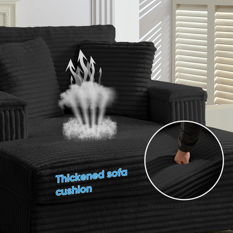 Mixoy 42ââCorduroy Chaise Lounge Chair with Storage Ottoman&Armrests,Upholstered Sleeper Reclining Chair