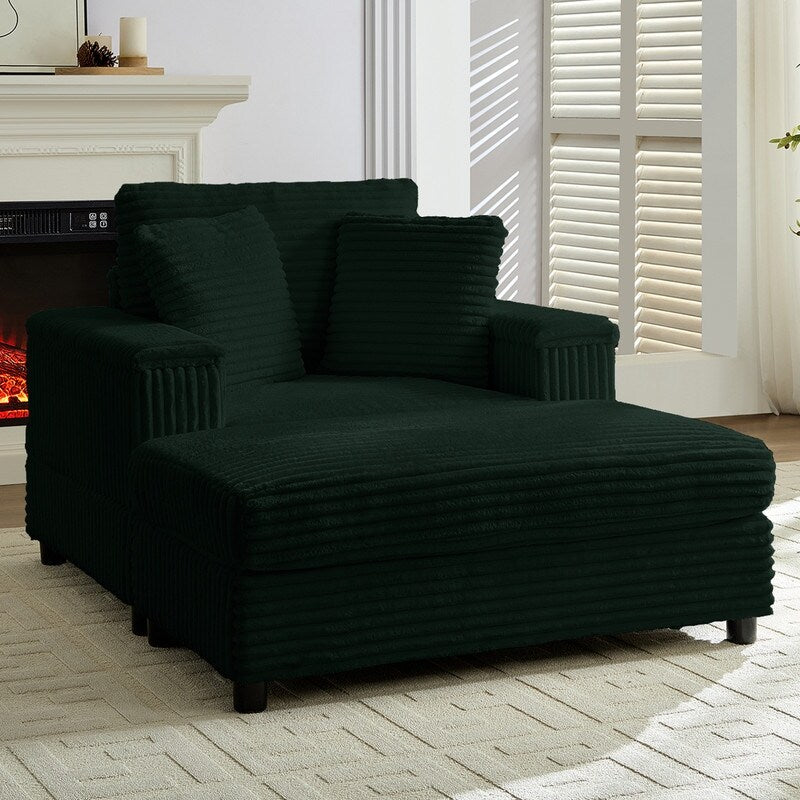 Mixoy 42ââCorduroy Chaise Lounge Chair with Storage Ottoman&Armrests,Upholstered Sleeper Reclining Chair