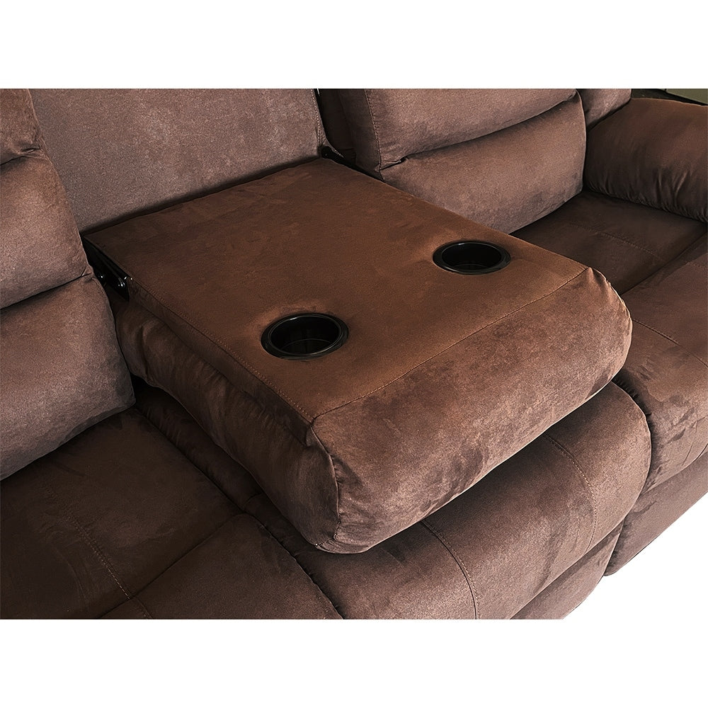 Modern 3-Piece Manual Reclining Living Room Sofa Set with Dropdown Table and Console