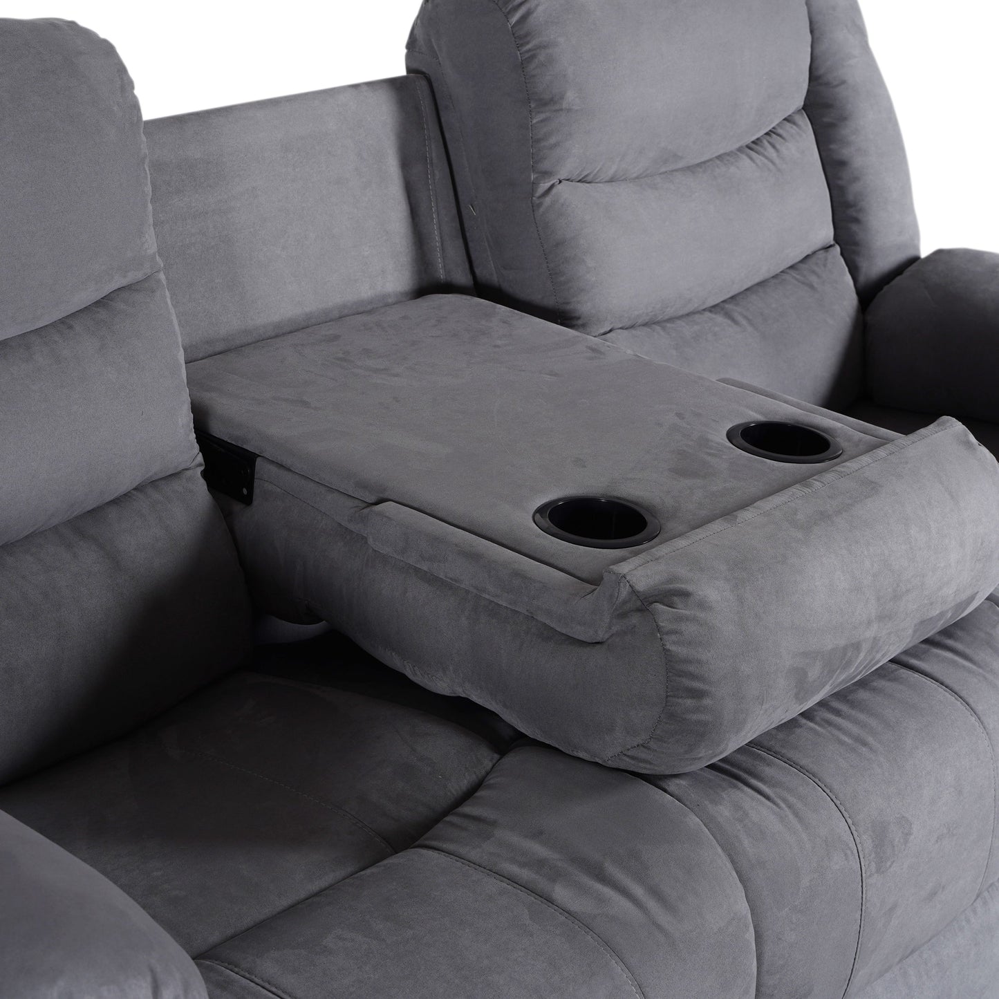 Modern 3-Piece Manual Reclining Living Room Sofa Set with Dropdown Table and Console