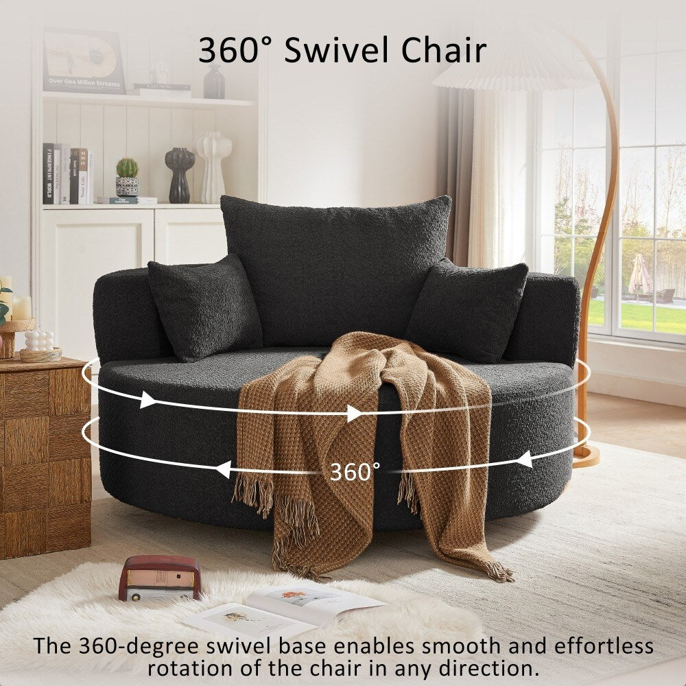 Modern 360° Swivel Round Sofa Chair with 3 Removable Pillows for Living Room