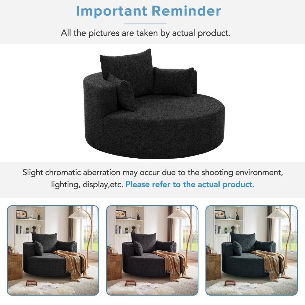 Modern 360° Swivel Round Sofa Chair with 3 Removable Pillows for Living Room